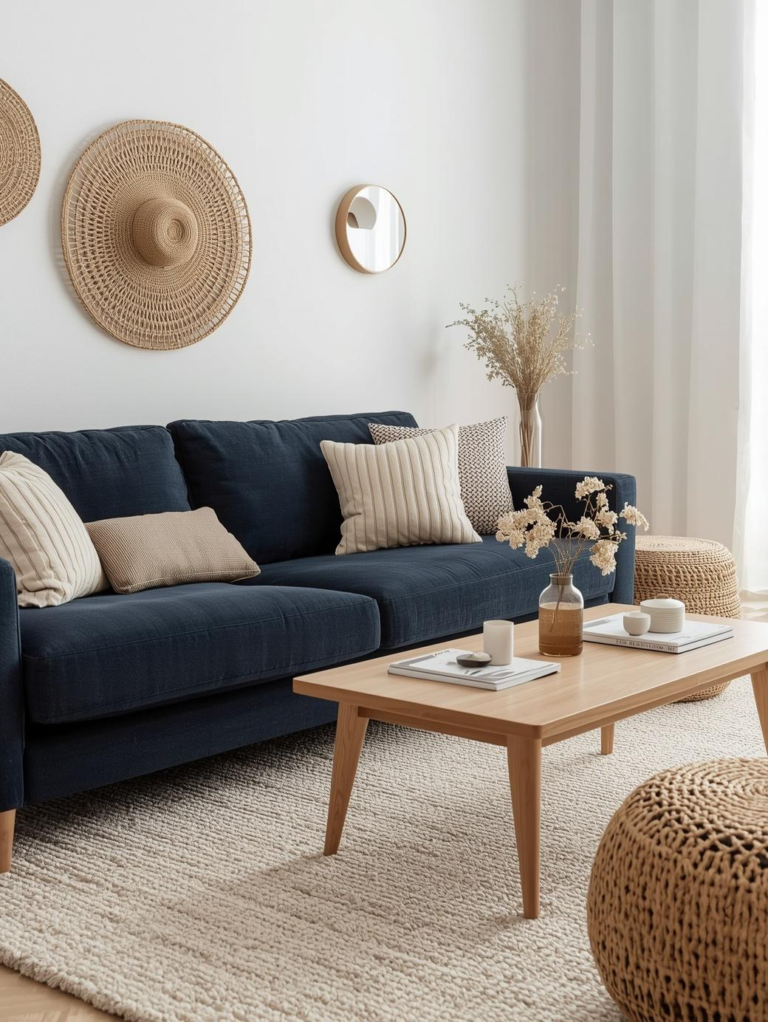 12 Dark Blue Sofa Styling Ideas for Small Living Rooms